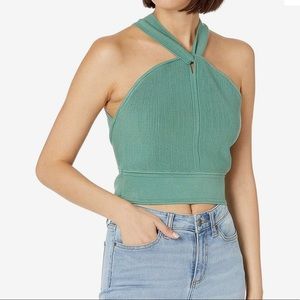 Club Monaco Green Halter Crop Top